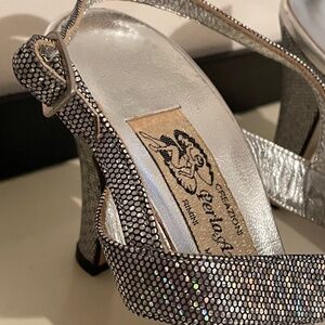 Perla Azzurra Creazioni Women's Made in Italy Iridescent Silver Heels Sz 37.5